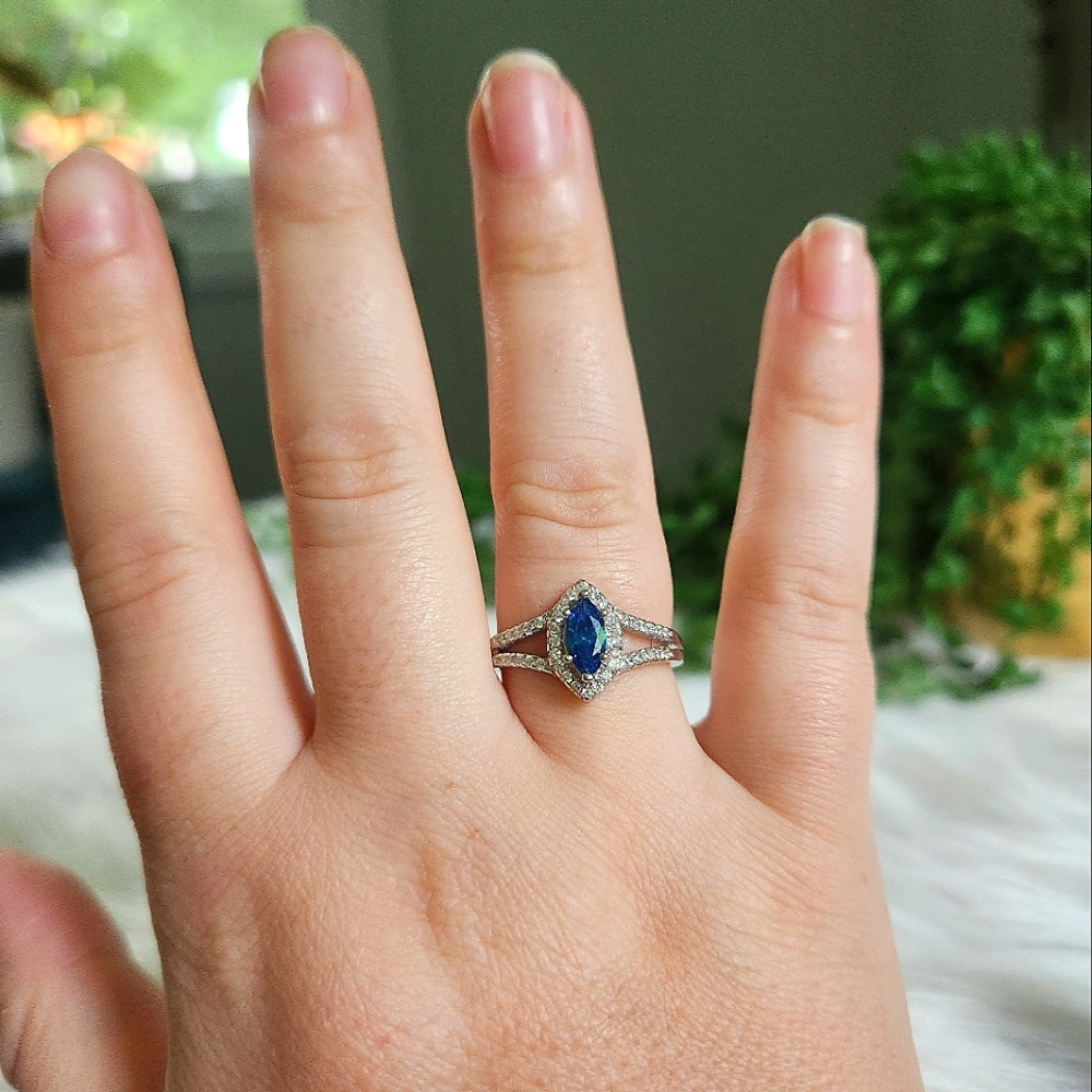 NWT Ryze Sapphire Blue Cubic Zirconia .925 Sterling Silver Ring - Size 8.75 - Picture 7 of 9